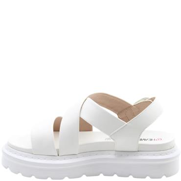HEAVENLY FEET WOMENS WEDGE STRAP SANDAL - WHITE